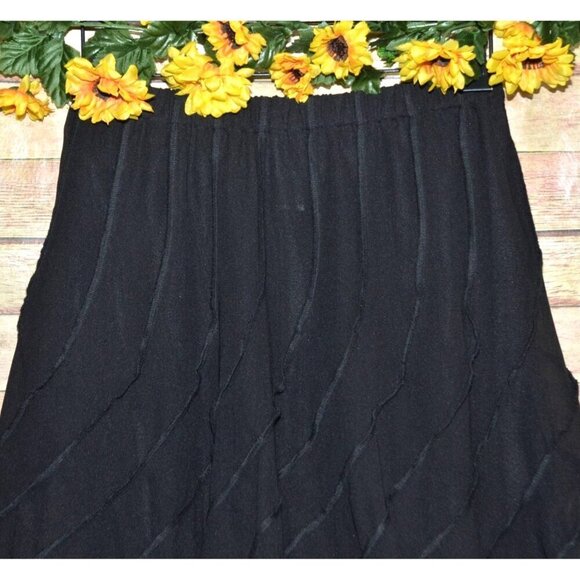 Back In The Saddle Ladies S Black A-Line Flared Midi Lined Sheer Trumpet Skirt - Picture 3 of 8